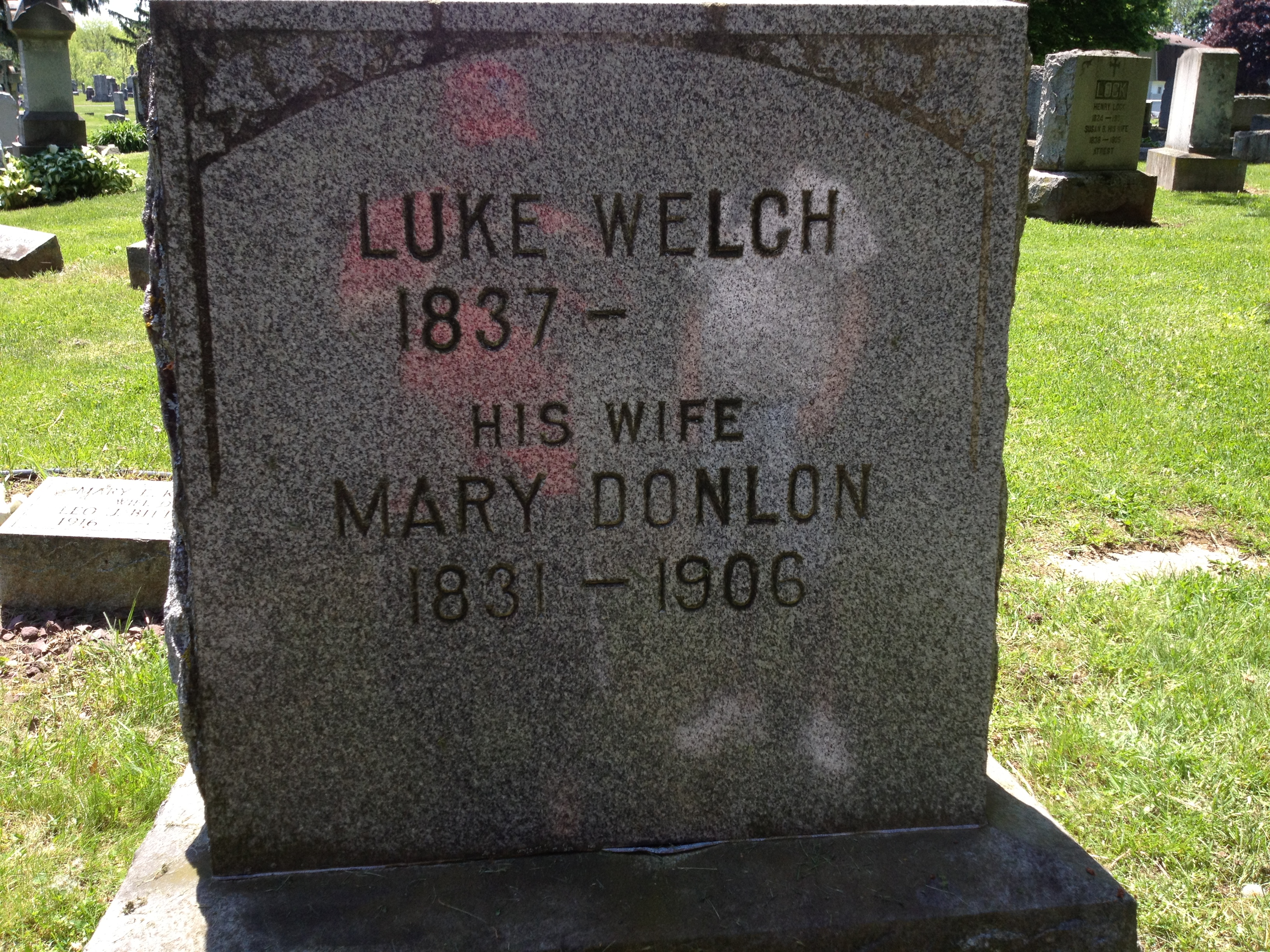 Headstone of Luke Welch and Mary Donlon